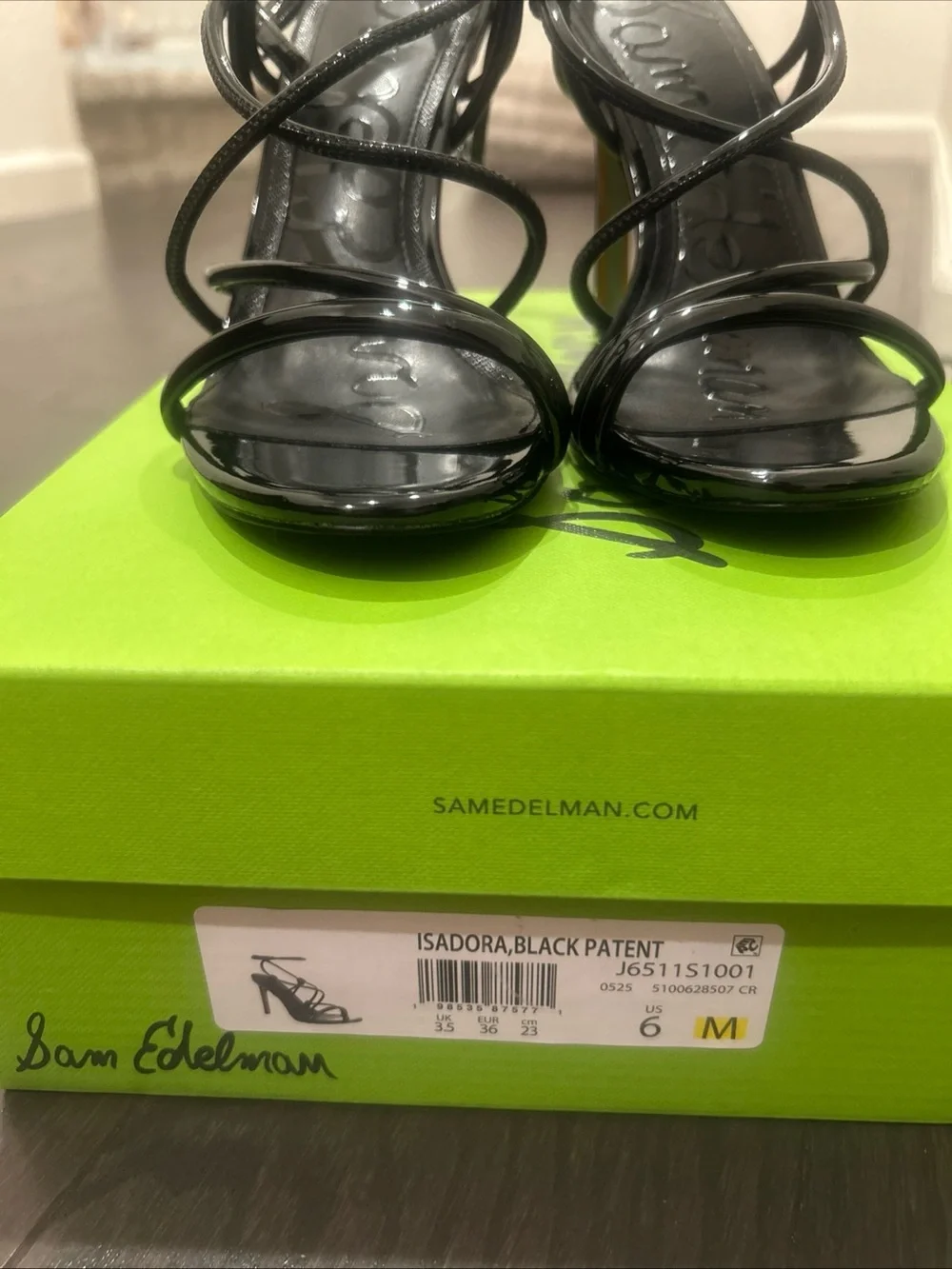 Sam edelman heels Sandals Isadora Black Patent Stelitto Strap Buckle Sz 6 $ 145